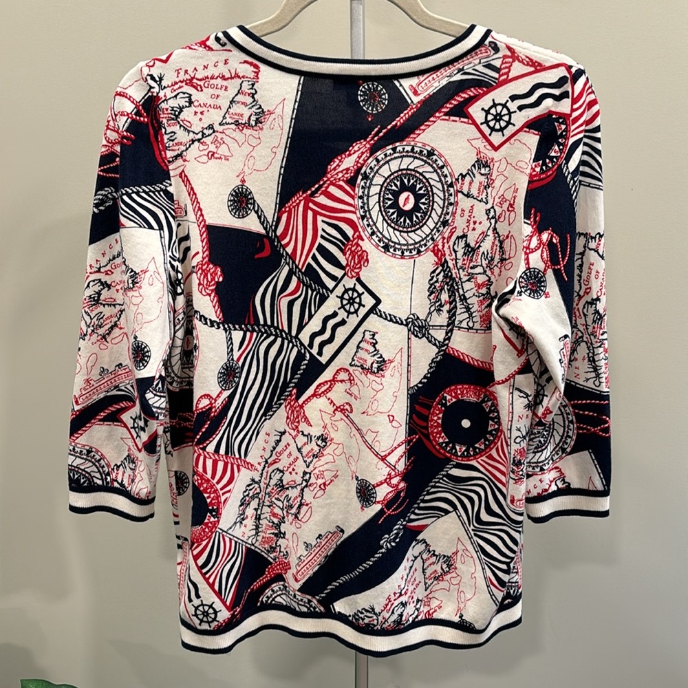 Talbots Nautical Maps Theme Lightweight Cardigan … - image 3